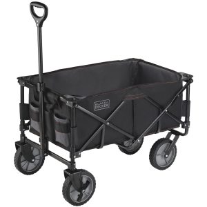 Collapsible Storage Cart. Folding Utility Wagon. Holds up to 176 lbs.. Black