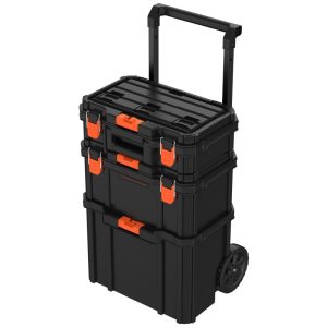 Stackable Storage System - 3 Piece Set (Small. Deep Toolbox. and Rolling Tote)